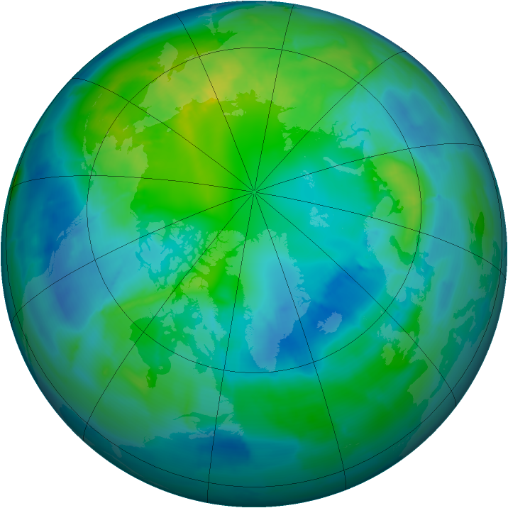Arctic ozone map for 20 October 2013
